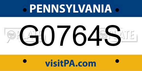 G0764S Pennsylvania License Plate
