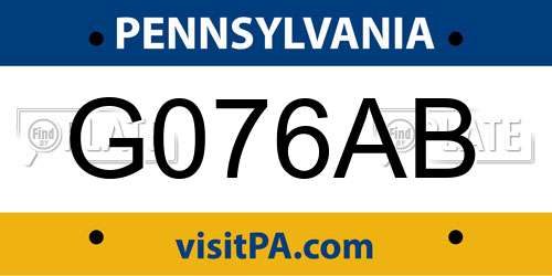 G076AB Pennsylvania License Plate