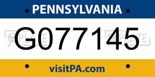 G077145 Pennsylvania License Plate