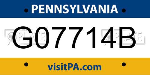 G07714B Pennsylvania License Plate