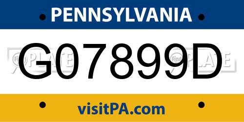G07899D Pennsylvania License Plate