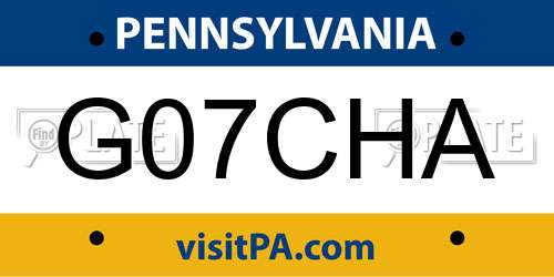 G07CHA Pennsylvania License Plate