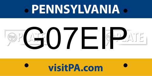 G07EIP Pennsylvania License Plate