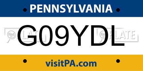 G09YDL Pennsylvania License Plate
