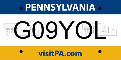 G09YOL Pennsylvania License Plate