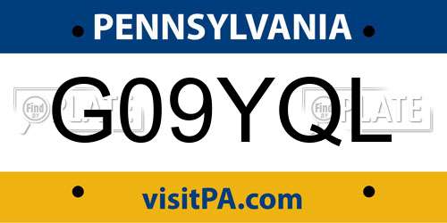 G09YQL Pennsylvania License Plate