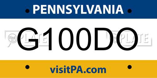 G100DO Pennsylvania License Plate