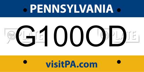 G100OD Pennsylvania License Plate