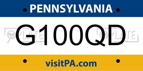 G100QD Pennsylvania License Plate