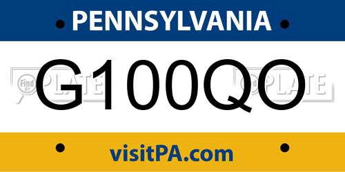 G100QO Pennsylvania License Plate