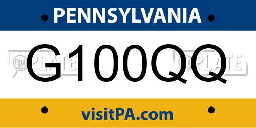 G100QQ Pennsylvania License Plate
