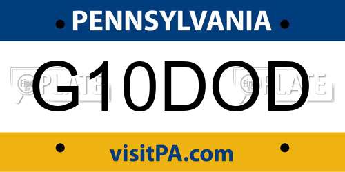 G10DOD Pennsylvania License Plate