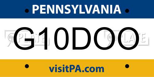 G10DOO Pennsylvania License Plate