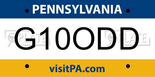 G10ODD Pennsylvania License Plate