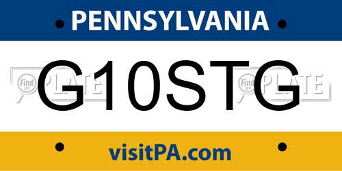 G10STG Pennsylvania License Plate