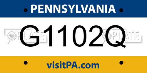 G1102Q Pennsylvania License Plate