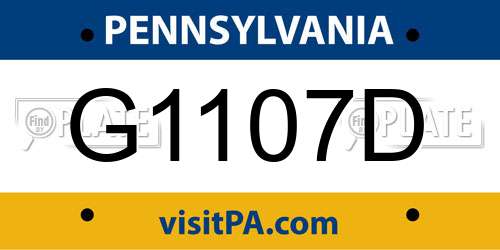 G1107D Pennsylvania License Plate