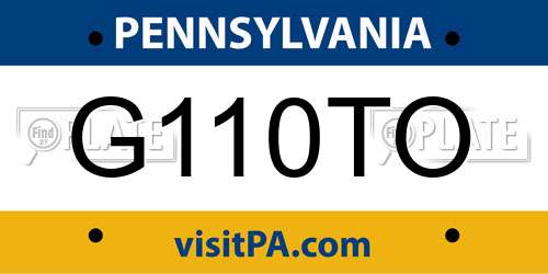G110TO Pennsylvania License Plate