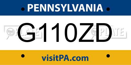 G110ZD Pennsylvania License Plate