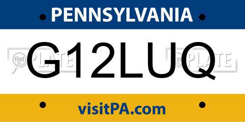 G12LUQ Pennsylvania License Plate
