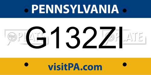 G132ZI Pennsylvania License Plate