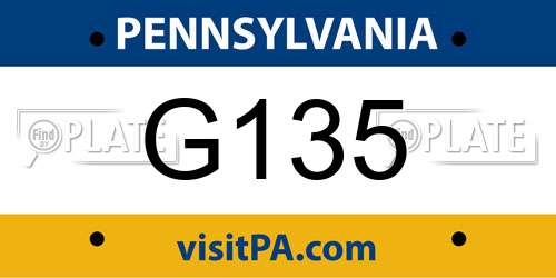 G135 Pennsylvania License Plate
