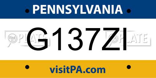 G137ZI Pennsylvania License Plate