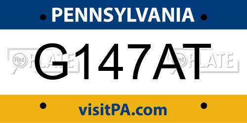 G147AT Pennsylvania License Plate