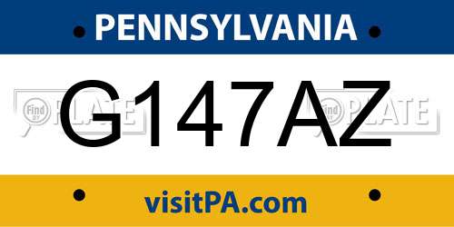 G147AZ Pennsylvania License Plate