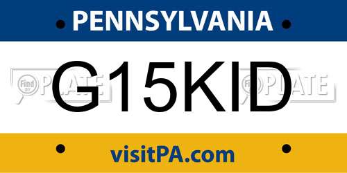 G15KID Pennsylvania License Plate
