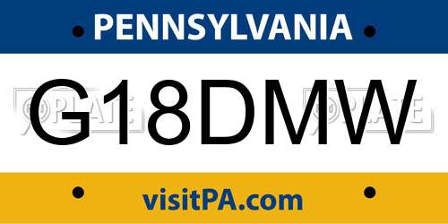 G18DMW Pennsylvania License Plate