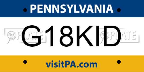 G18KID Pennsylvania License Plate
