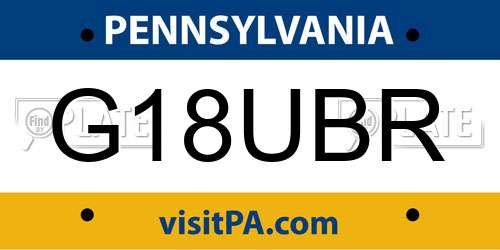 G18UBR Pennsylvania License Plate