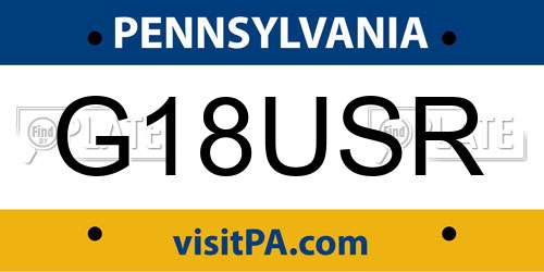 G18USR Pennsylvania License Plate