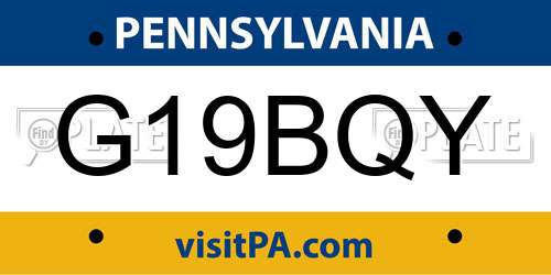 G19BQY Pennsylvania License Plate