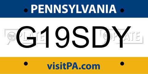 G19SDY Pennsylvania License Plate