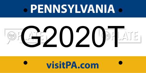 G2020T Pennsylvania License Plate