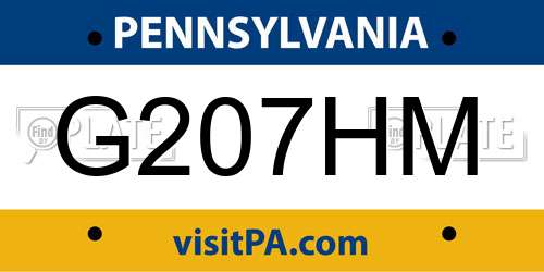 G207HM Pennsylvania License Plate