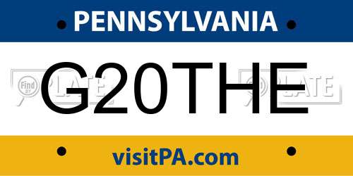 G20THE Pennsylvania License Plate
