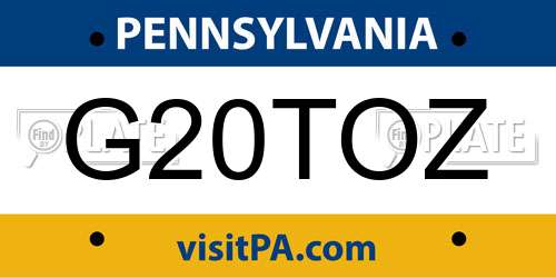 G20TOZ Pennsylvania License Plate