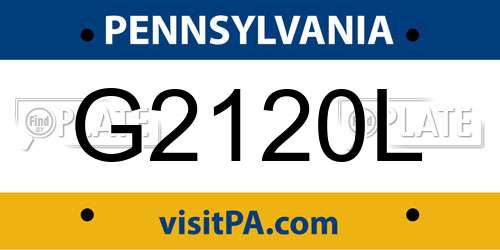 G2120L Pennsylvania License Plate