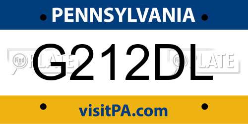 G212DL Pennsylvania License Plate