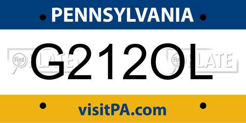 G212OL Pennsylvania License Plate