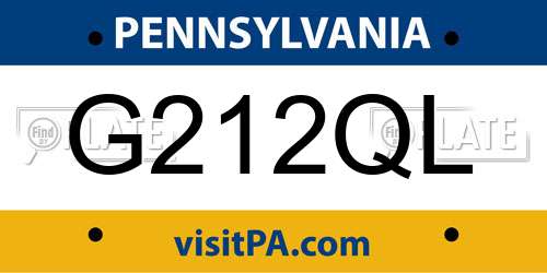 G212QL Pennsylvania License Plate