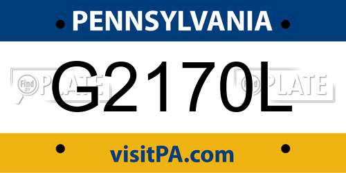 G2170L Pennsylvania License Plate
