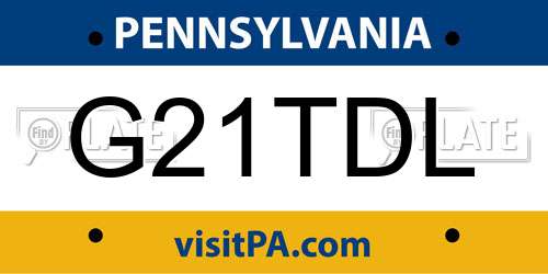 G21TDL Pennsylvania License Plate