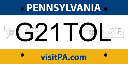 G21TOL Pennsylvania License Plate