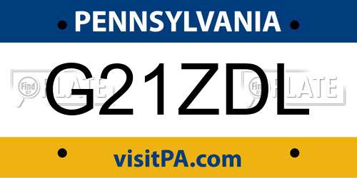 G21ZDL Pennsylvania License Plate