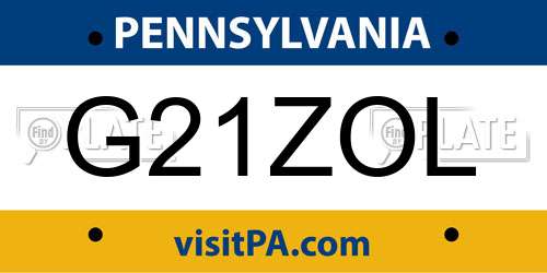 G21ZOL Pennsylvania License Plate