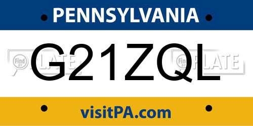 G21ZQL Pennsylvania License Plate